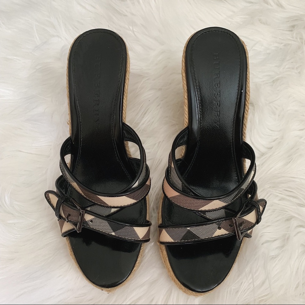 Authentic Burberry Nova Wedge Espadrille Sandals